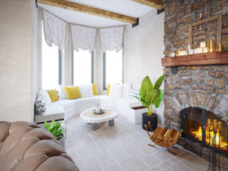 Дом "Шале", дизайн-студия PandaDom дизайн-студия PandaDom Country style living room