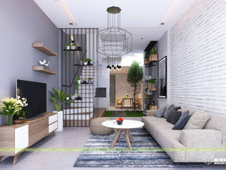 THIẾT KẾ NỘI THẤT NHÀ PHỐ 2 TẦNG HIỆN ĐẠI, UK DESIGN STUDIO - KIẾN TRÚC UK UK DESIGN STUDIO - KIẾN TRÚC UK Livings modernos: Ideas, imágenes y decoración