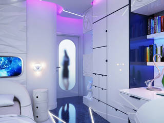 Спальня в футуристической стилистике, Architoria 3D Architoria 3D Small bedroom Concrete White