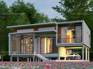 ผลงานออกแบบบ้านชั้นครึ่งเล่นระดับ จ.นนทบุรี , fewdavid3d-design fewdavid3d-design