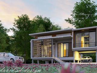 ผลงานออกแบบบ้านชั้นครึ่งเล่นระดับ จ.นนทบุรี , fewdavid3d-design fewdavid3d-design