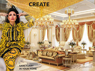 Elegant Gold Dining Room Design, Luxury Antonovich Design Luxury Antonovich Design