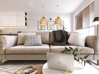Pastelowy naturalizm, Valido Architects Valido Architects Scandinavian style living room
