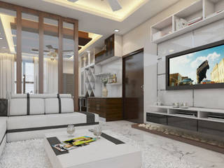3bhk flat interior , ACDA ACDA غرفة المعيشة