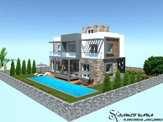 Bodrum Villa Projesi, SKY İç Mimarlık & Mimarlık Tasarım Stüdyosu SKY İç Mimarlık & Mimarlık Tasarım Stüdyosu Moderne Häuser