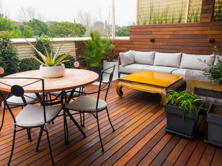 Proyecto de reforma de terraza en Madrid, La Patioteca La Patioteca Modern style balcony, porch & terrace Wood Wood effect