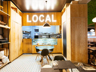 Restaurante . Cascais . Ampliação . Local Kitchen, aponto aponto Commercial spaces ٹھوس لکڑی Multicolored