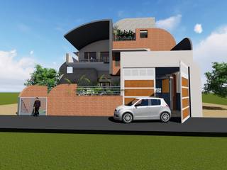 Curve House - Residence for Mr.Rohith @ Hassan, One Brick At A Time One Brick At A Time Moderne huizen