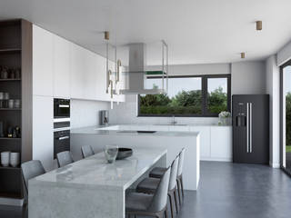 Açık Mutfak ve Salon, Dündar Design - Mimari Görselleştirme Dündar Design - Mimari Görselleştirme Dapur Modern