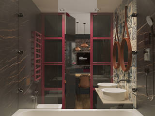 ​Bathroom in a Vintage Bachelor Apartment, Борис Ступак Борис Ступак Industrial style bathroom Tiles