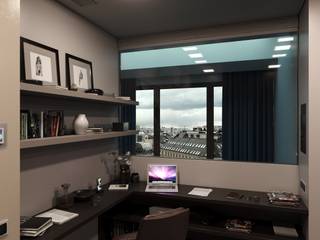 Визуализация жилого помещения в таунхаусе, 2 этаж, в самом центре Москвы, Антон Булеков Антон Булеков Modern style study/office
