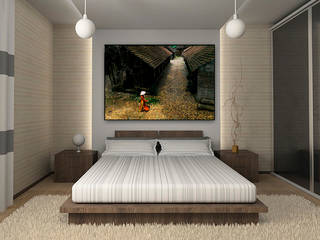 Cuadros para dormitorio, TANGERINE WALL TANGERINE WALL Camera da letto in stile asiatico PVC Beige