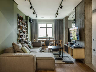Modern Apartment for a Cinema Fan, Bohostudio Bohostudio Salones minimalistas