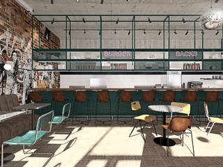 Cafe interior for Sack's Burger, Bohostudio Bohostudio 상업공간