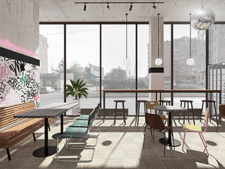 Cafe interior for Sack's Burger, Bohostudio Bohostudio 상업공간