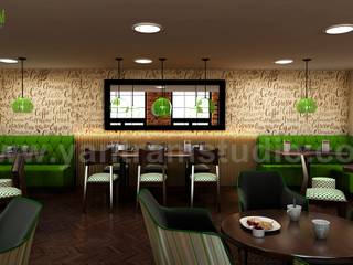 Conceptual 3D Modern Cafe & Restaurant Ideas by Yantram Interior Design Studio, Landon - UK, Yantram Animation Studio Corporation Yantram Animation Studio Corporation حديقة داخلية