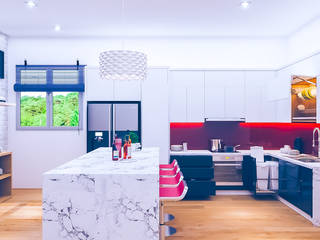 White pearl Modular Kitchen, Homedesignping Homedesignping モダンな キッチン