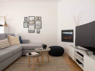 Apartamento Azul e Cinza, MUDA Home Design MUDA Home Design Modern Living Room