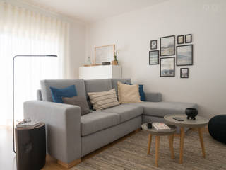 Apartamento Azul e Cinza, MUDA Home Design MUDA Home Design Modern Living Room