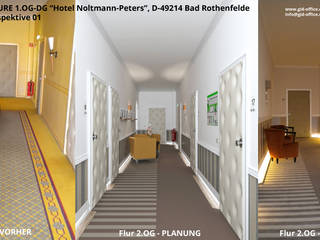 Innenarchitektonische Umgestaltung von Fluren im Hotel NP - Bad Rothenfelde, GID / GOLDMANN-INTERIOR-DESIGN GID / GOLDMANN-INTERIOR-DESIGN