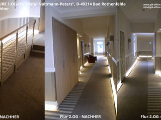 Innenarchitektonische Umgestaltung von Fluren im Hotel NP - Bad Rothenfelde, GID / GOLDMANN-INTERIOR-DESIGN GID / GOLDMANN-INTERIOR-DESIGN