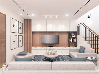 Minimalist Scandinavian Interior @Lippo Karawaci, Tangerang, JRY Atelier JRY Atelier Scandinavian style living room Plywood