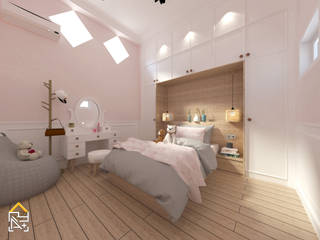 Girl Bedroom Make over @ West jakarta, JRY Atelier JRY Atelier 小さな寝室 合板（ベニヤ板） ピンク