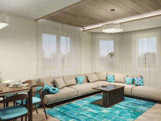 гостиная, столовая и кухня в коттеджном поселке "пятидворье", Sensitive Design Sensitive Design Scandinavian style living room