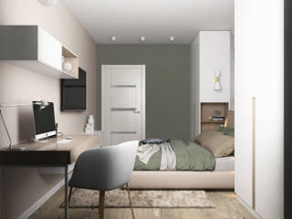 Двушка 56 кв.м. Ноябрьск, CUBE INTERIOR CUBE INTERIOR Kamar Tidur Modern