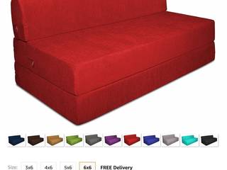 Sofa Cum Bed 6x6 Three Seater Sleeps & Comfortably Perfect for Guests Multi Color , Style Crome Style Crome Modern living room Cotton Red