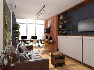 Interior Fit-Out for 1-BR Condo Unit, Serendra, Structura Architects Structura Architects Industriale Wohnzimmer Kupfer/Bronze/Messing Braun