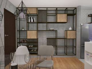 Dining Area / Main Door Structura Architects Industrial style dining room Copper/Bronze/Brass