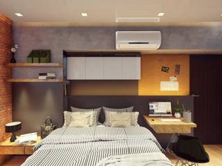 Interior Fit-Out for 1-BR Condo Unit, Serendra, Structura Architects Structura Architects Kleines Schlafzimmer Kupfer/Bronze/Messing Schwarz