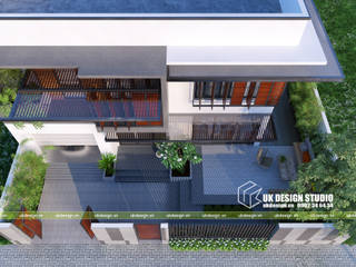 CẢI TẠO THIẾT KẾ BIỆT THỰ HIỆN ĐẠI 16X20M2, UK DESIGN STUDIO - KIẾN TRÚC UK UK DESIGN STUDIO - KIẾN TRÚC UK Modern balcony, veranda & terrace