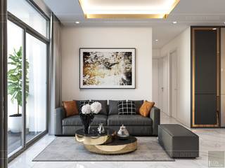 Thiết kế nội thất hiện đại tại căn hộ Landmark 4 Vinhomes Central Park, ICON INTERIOR ICON INTERIOR Modern Living Room