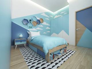 kamar tidur anak viku Kamar Tidur Modern Kayu Blue bedroom