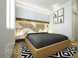Desain interior Bedroom, viku viku Kamar Tidur Gaya Skandinavia Kayu Brown