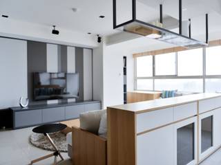 35坪現代明亮簡約的永和林宅, 直方設計有限公司 直方設計有限公司 Modern Living Room Grey