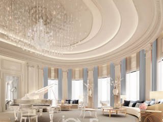Grand Piano Room Design, IONS DESIGN IONS DESIGN Klassische Wohnzimmer Marmor Mehrfarbig