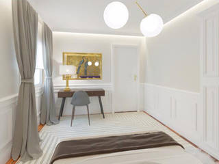 Dormitorio con baño, NRN diseño de interiores NRN diseño de interiores 小さな寝室