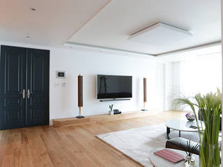 분당구 정자동 삼성 아데나루체 49평 아파트 인테리어, 더집디자인 (THEJIB DESIGN) 더집디자인 (THEJIB DESIGN) Modern living room