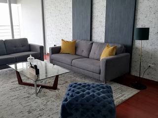 Departamento con vista espectacular al Malecon, Alicia Ibáñez Interior Design Alicia Ibáñez Interior Design غرفة المعيشة