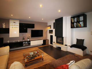 RENOVATION MAISON A DUPPIGHEIM, Agence ADI-HOME Agence ADI-HOME Modern living room Wood-Plastic Composite White