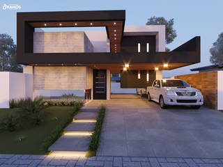 Residencia A, Studio Alessandro Ramos Arquitetura Studio Alessandro Ramos Arquitetura Терасовий будинок Бетон