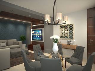 Estancia y Sala de Tv Oficinas Predeco , Interiorisarte Interiorisarte Гостиная в стиле модерн Дерево Серый