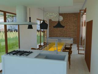 Casa Evolutiva 01 Tony Santos Arquitetura Comedores de estilo moderno Ladrillos Blanco