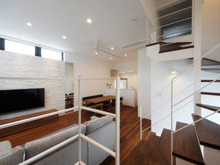 TERAJIMA ARCHITECTS／テラジマアーキテクツ Modern living room Wood effect