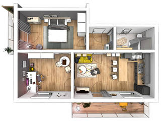 3-Zimmer Wohnung, Der Schlüssel zum Glück - Interior Design Der Schlüssel zum Glück - Interior Design Modern Living Room