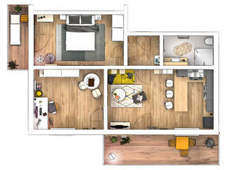 3-Zimmer Wohnung, Der Schlüssel zum Glück - Interior Design Der Schlüssel zum Glück - Interior Design Modern Living Room