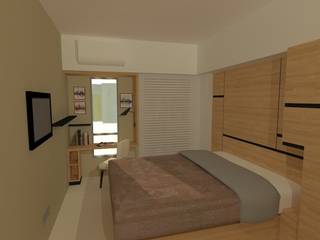 Easy-to-Clean Modern Studio Apartment, Internodec Internodec Phòng ngủ phong cách tối giản